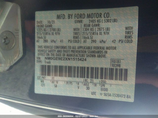 NM0GE9E2XN1515424 Ford Transit Connect Wagon Xl
