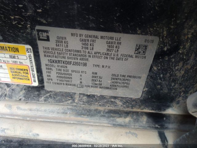 1GKKRTKD8FJ260198 GMC Acadia Denali