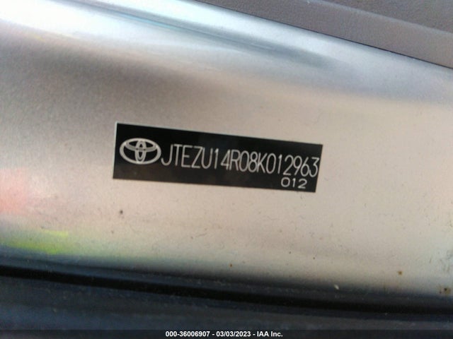 2008 TOYOTA 4RUNNER SR5 SPORT VIN: JTEZU14R08K012963