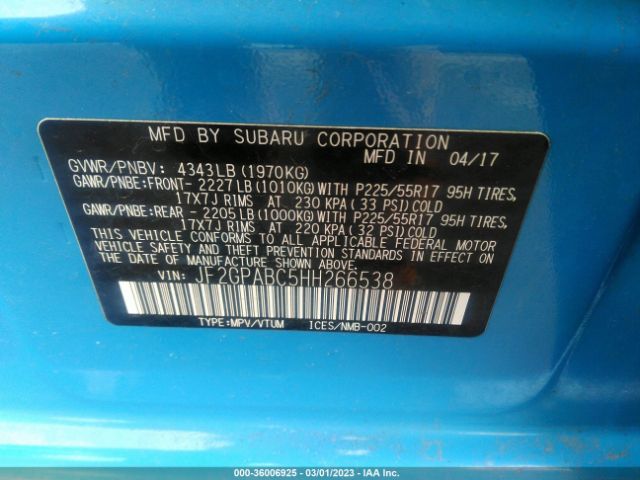 JF2GPABC5HH266538 Subaru Crosstrek Premium