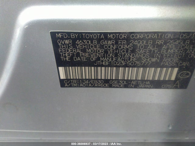 Lexus IS 250 2015 JTHBF1D23F5075777 Image 9