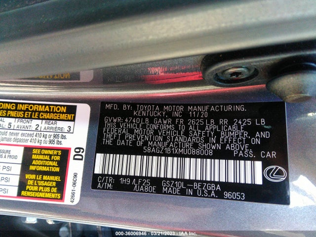 58AGZ1B1XMU088008 Lexus Es Es 350 F Sport