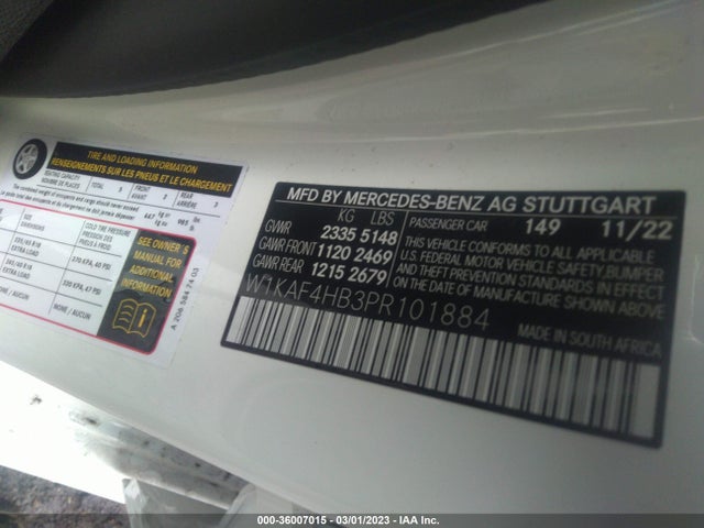 2023 Mercedes-Benz C-Class, VIN: W1KAF4HB3PR101884