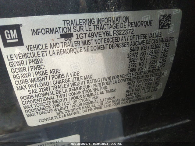2020 GMC Sierra 3500HD, VIN: 1GT49VEY6LF322372