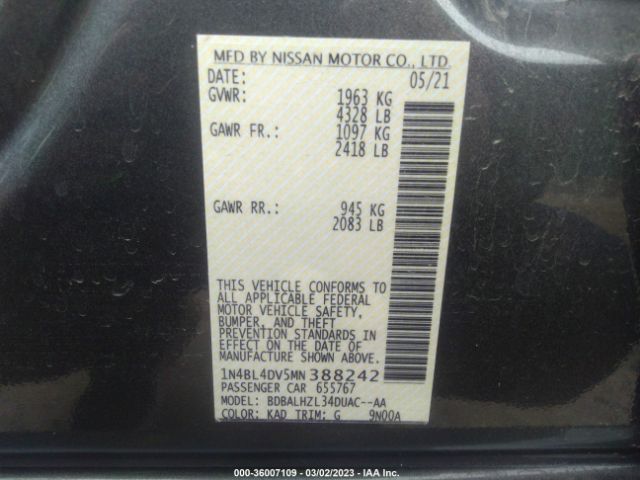 1N4BL4DV5MN388242 Nissan Altima 2.5 Sv