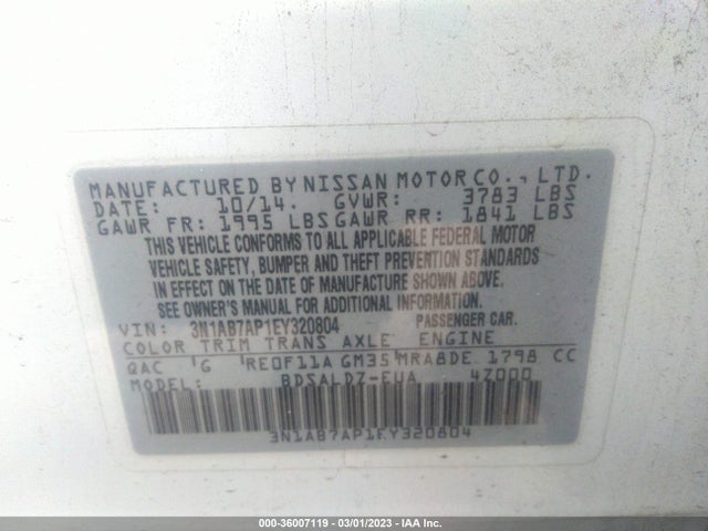 Nissan SENTRA SV 2014 3N1AB7AP1EY320804 Image 10