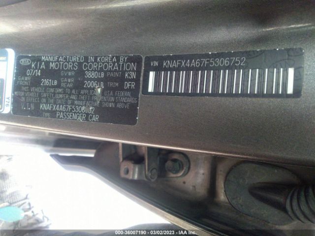 KNAFX4A67F5306752 KIA FORTE LX