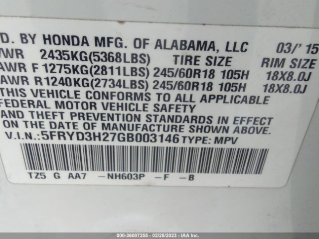 5FRYD3H27GB003146 Acura MDX