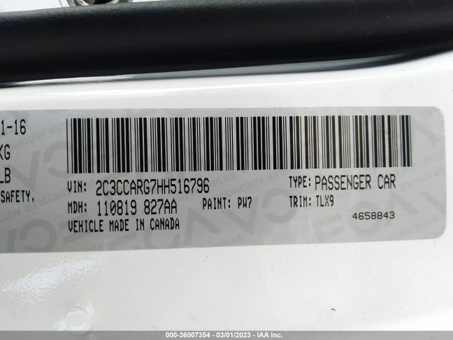 2017 CHRYSLER 300 LIMITED VIN: 2C3CCARG7HH516796