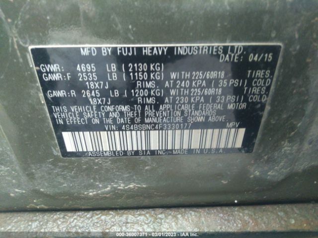 4S4BSBNC4F3330177 Subaru Outback 2.5i Limited