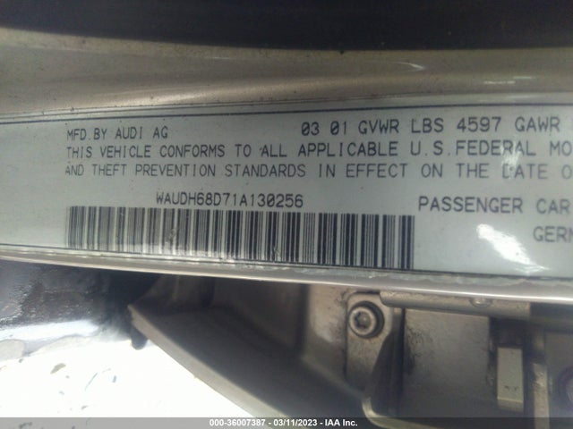 Audi A4 2001 WAUDH68D71A130256 Image 11