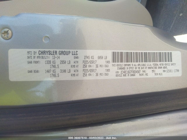 2C4RC1BG7FR654507 Chrysler Town & Country Touring