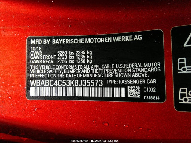 2019 BMW 8 Series, VIN: WBABC4C53KBJ35573