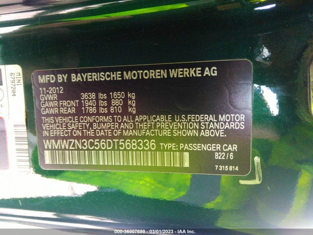 WMWZN3C56DT568336 Mini COOPER CONVERTIBLE