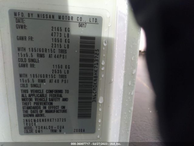 3N6CM0KN8HK713725 Nissan Nv200 Compact Cargo S