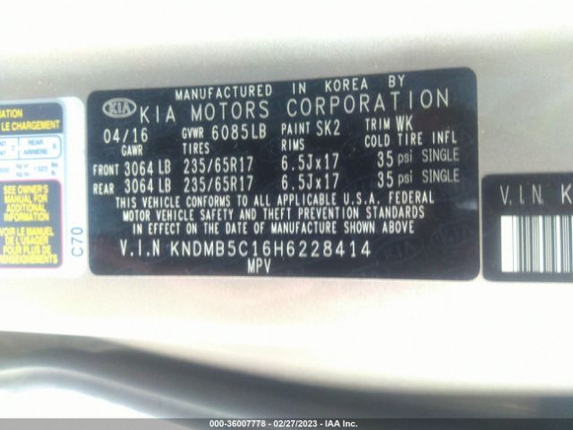 KNDMB5C16H6228414 KIA SEDONA LX