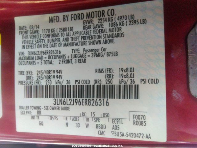 3LN6L2J96ER826316 Lincoln MKZ