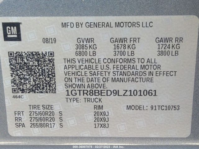 1GTR8BED9LZ101061 GMC Sierra 1500 Sle