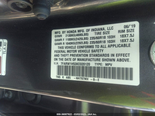 Honda CR-V EX 2019 7FARW1H53KE020120 Image 9