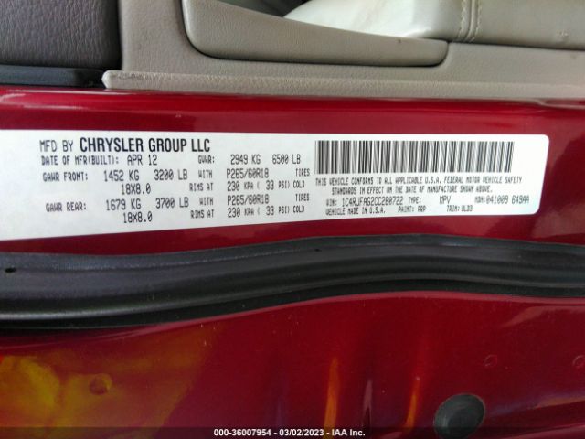 1C4RJFAG2CC280722 Jeep Grand Cherokee Laredo