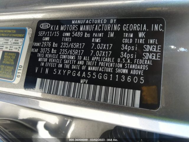 5XYPG4A55GG113605 KIA SORENTO LX