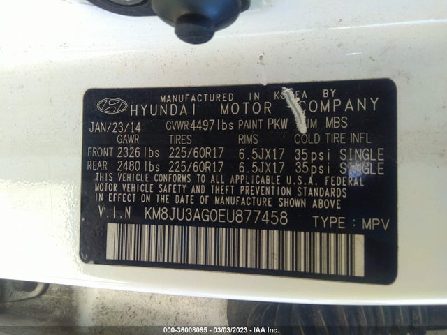 Hyundai TUCSON SE 2014 KM8JU3AG0EU877458 Image 10