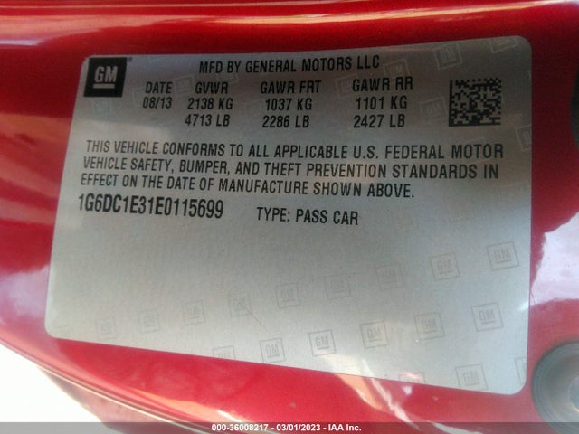 1G6DC1E31E0115699 Cadillac Cts Coupe Performance
