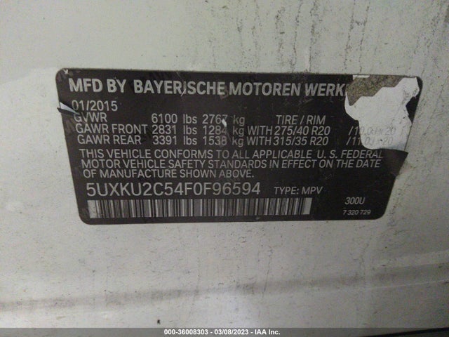 BMW X6 Xdrive35i 2015 5UXKU2C54F0F96594 Image 9