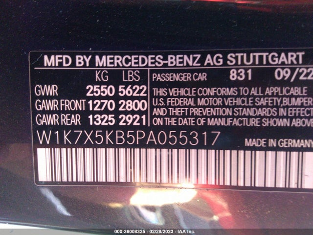 2023 Mercedes-Benz AMG GT, VIN: W1K7X5KB5PA055317