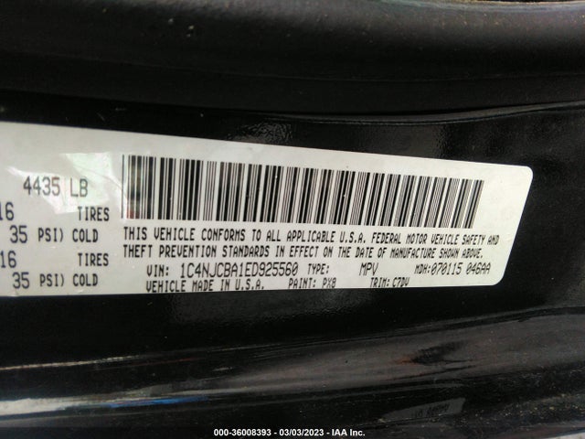 Jeep Compass Sport 2014 1C4NJCBA1ED925560 Image 10