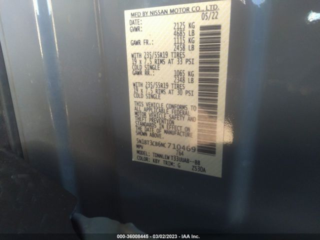 5N1BT3CB6NC710469 Nissan Rogue Sl