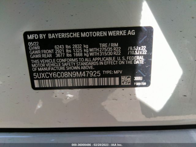 5UXCY6C08N9M47925 BMW X6 Xdrive40i