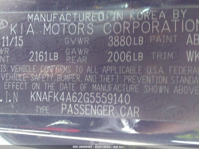 KNAFK4A62G5559140 KIA FORTE LX