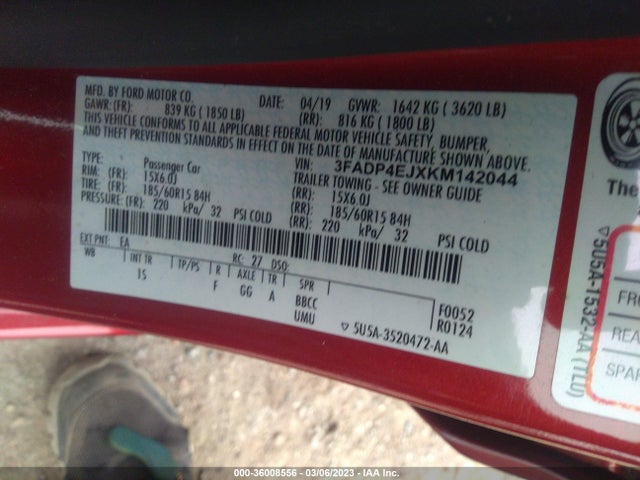 Ford FIESTA SE 2019 3FADP4EJXKM142044 Image 11