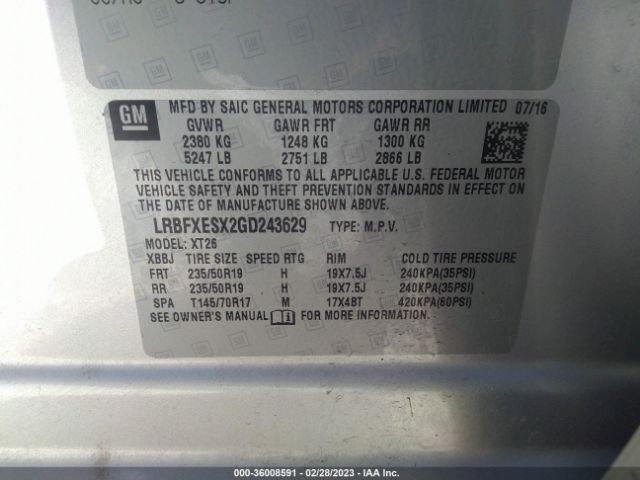 LRBFXESX2GD243629 Buick Envision Premium I