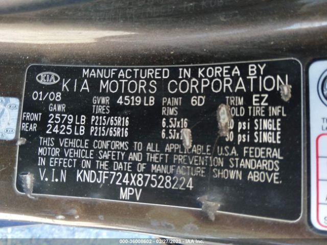 KNDJF724X87528224 KIA Sportage Lx