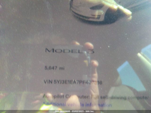 5YJ3E1EA7PF407816 Tesla MODEL 3
