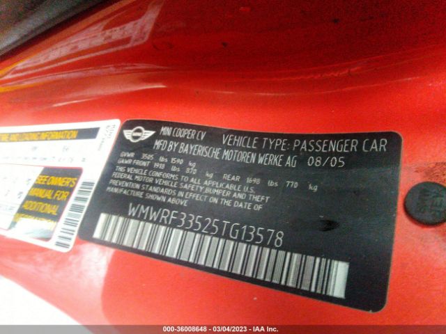 WMWRF33525TG13578 Mini COOPER CONVERTIBLE