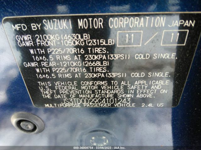 JS3TD0D29C4101243 Suzuki Grand Vitara Premium