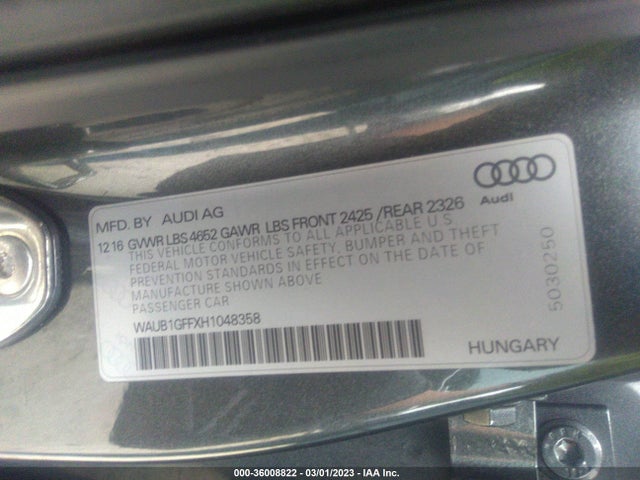 2017 Audi S3, VIN: WAUB1GFFXH1048358