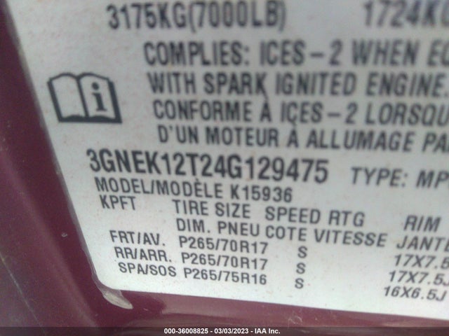 Chevrolet Avalanche 2004 3GNEK12T24G129475 Image 10