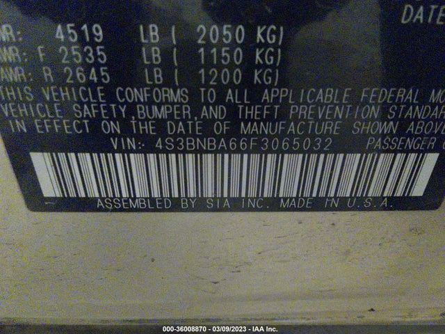 2015 Subaru Legacy, VIN: 4S3BNBA66F3065032