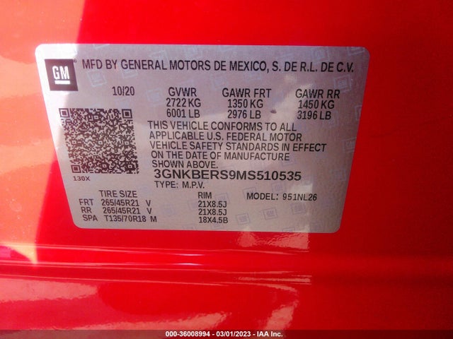 Chevrolet BLAZER RS 2021 3GNKBERS9MS510535 Image 9