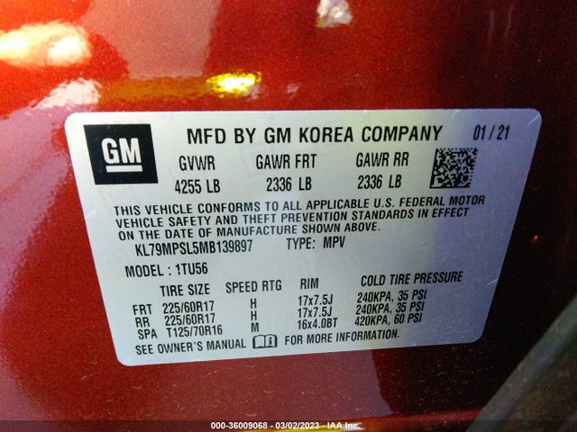 Chevrolet Trailblazer Lt 2021 KL79MPSL5MB139897 Image 10