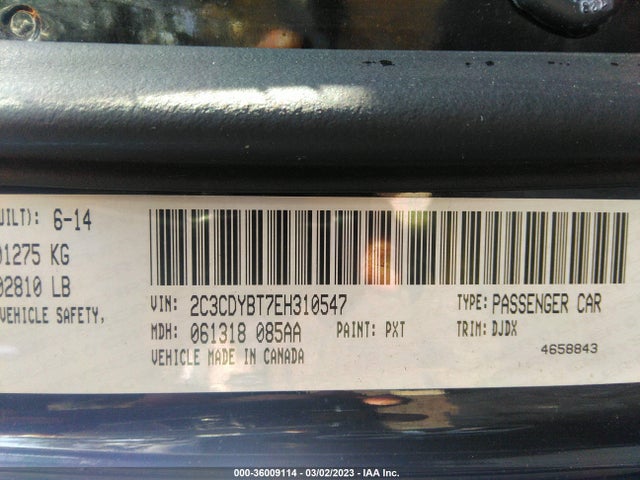 2014 DODGE CHALLENGER R VIN: 2C3CDYBT7EH310547