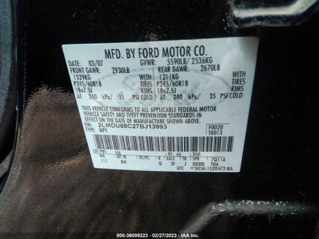 Lincoln MKX 2007 2LMDU88C27BJ13993 Image 11
