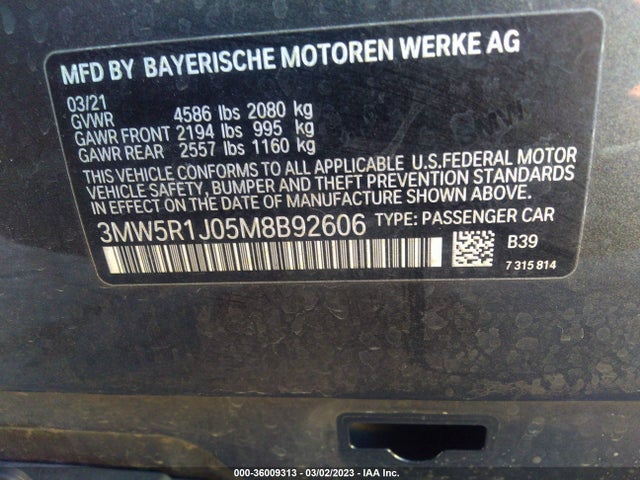 BMW 3 Series 330i 2021 3MW5R1J05M8B92606 Image 9