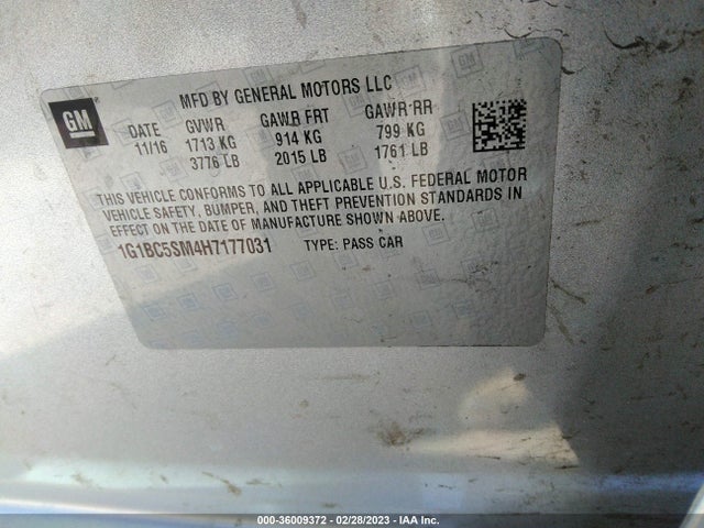 Chevrolet CRUZE LS 2017 1G1BC5SM4H7177031 Image 11