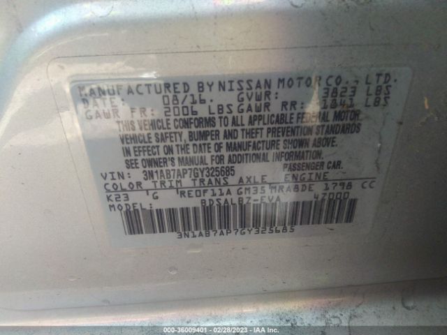 3N1AB7AP7GY325685 Nissan SENTRA S