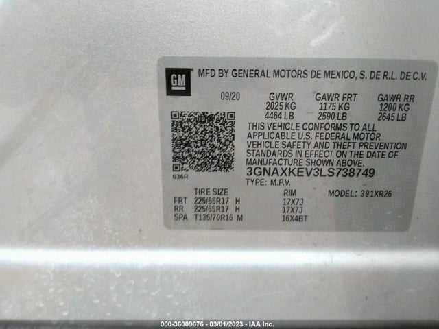 Chevrolet EQUINOX LT 2020 3GNAXKEV3LS738749 Image 9